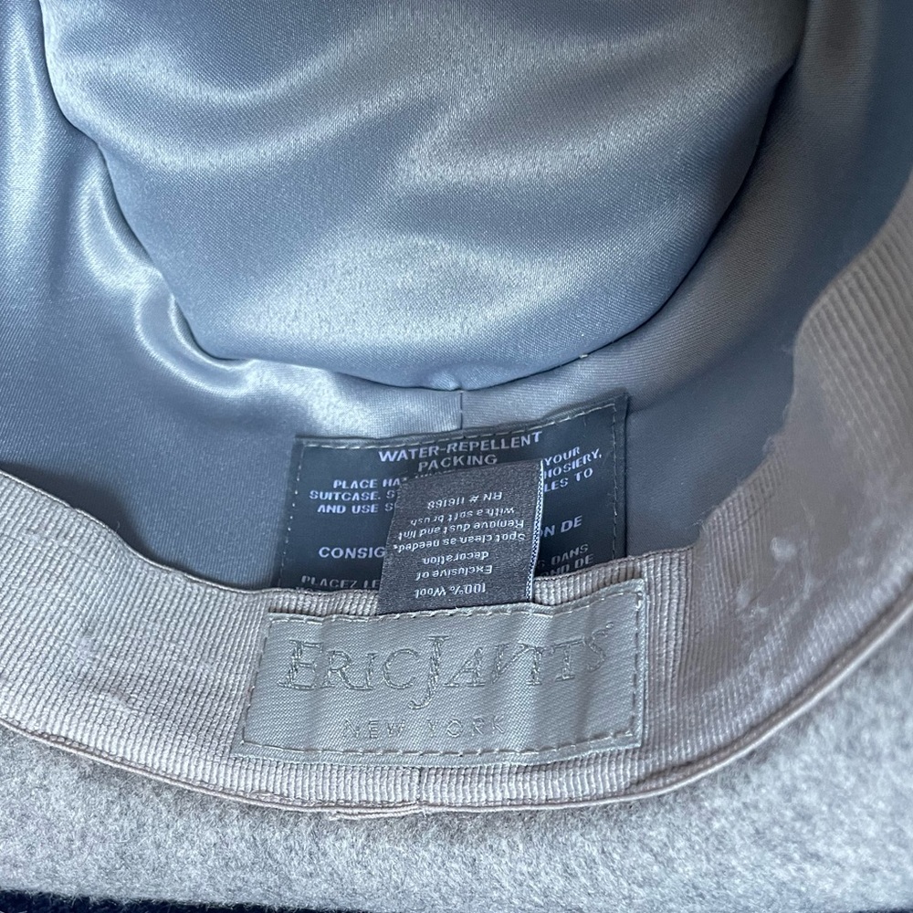 ERIC JAVITS Wool Classic Fedora Hat in Grey Mix Neutral Leather Band One Size - Picture 15 of 16